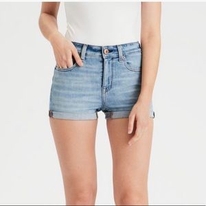 American Eagle Midi Light Wash Cuffed Jean Shorts